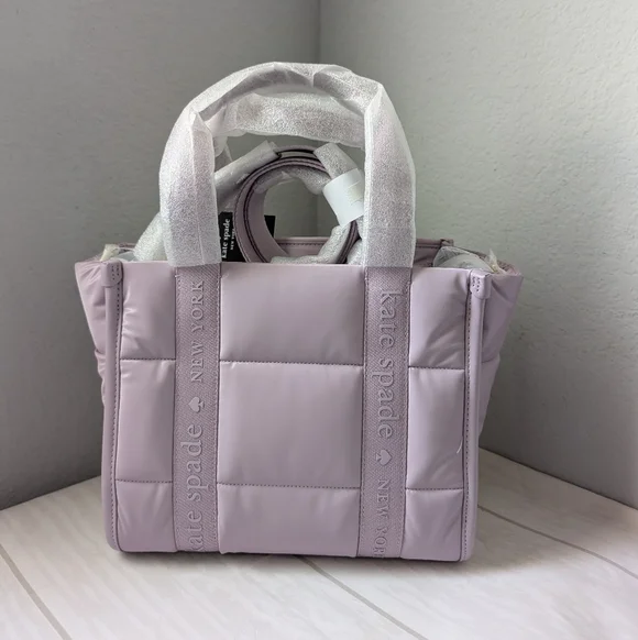 NWT Kate Spade KM669 Kip Puffy Small Tote Crossbody In Lavender Smoke - Picture 1 of 4